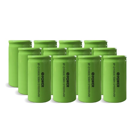 Ip Power D Rechargeable Ni-Mh 10000mAh 1.2V Battery - 12PK IP-NH-D-10000-FT-12